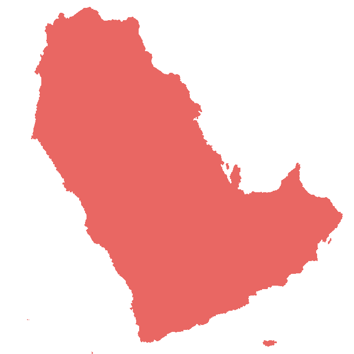 A red blank map of the Arabia region