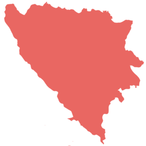 A red blank map of Bosnia and Herzegovina