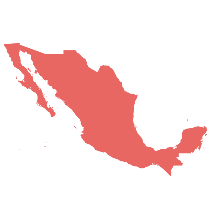 A red blank map of Mexico
