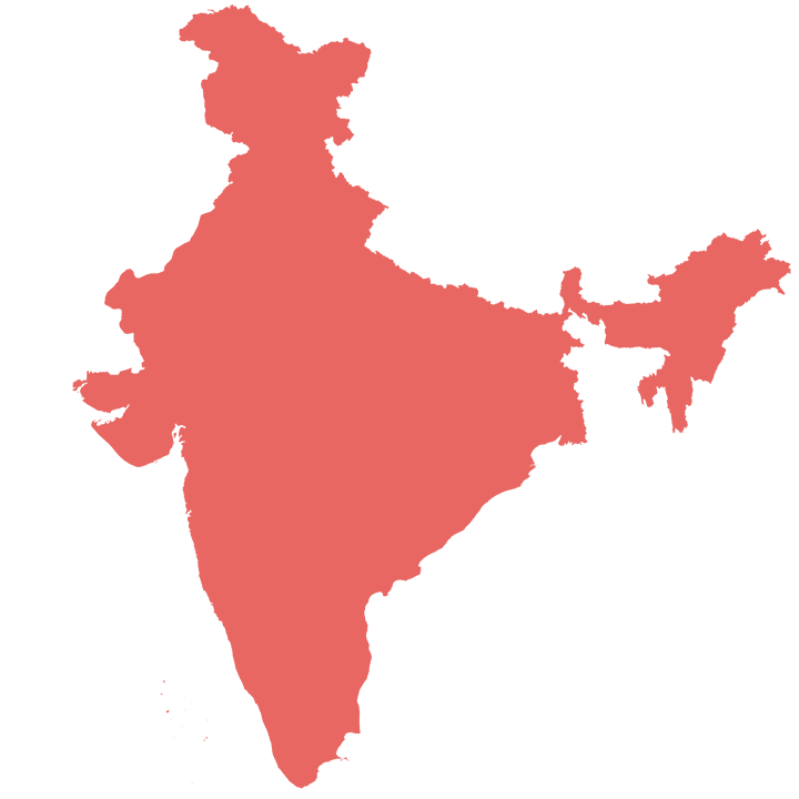 A red blank map of India