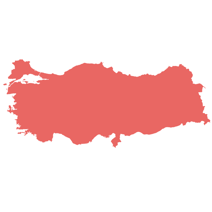 A red blank map of Turkiye